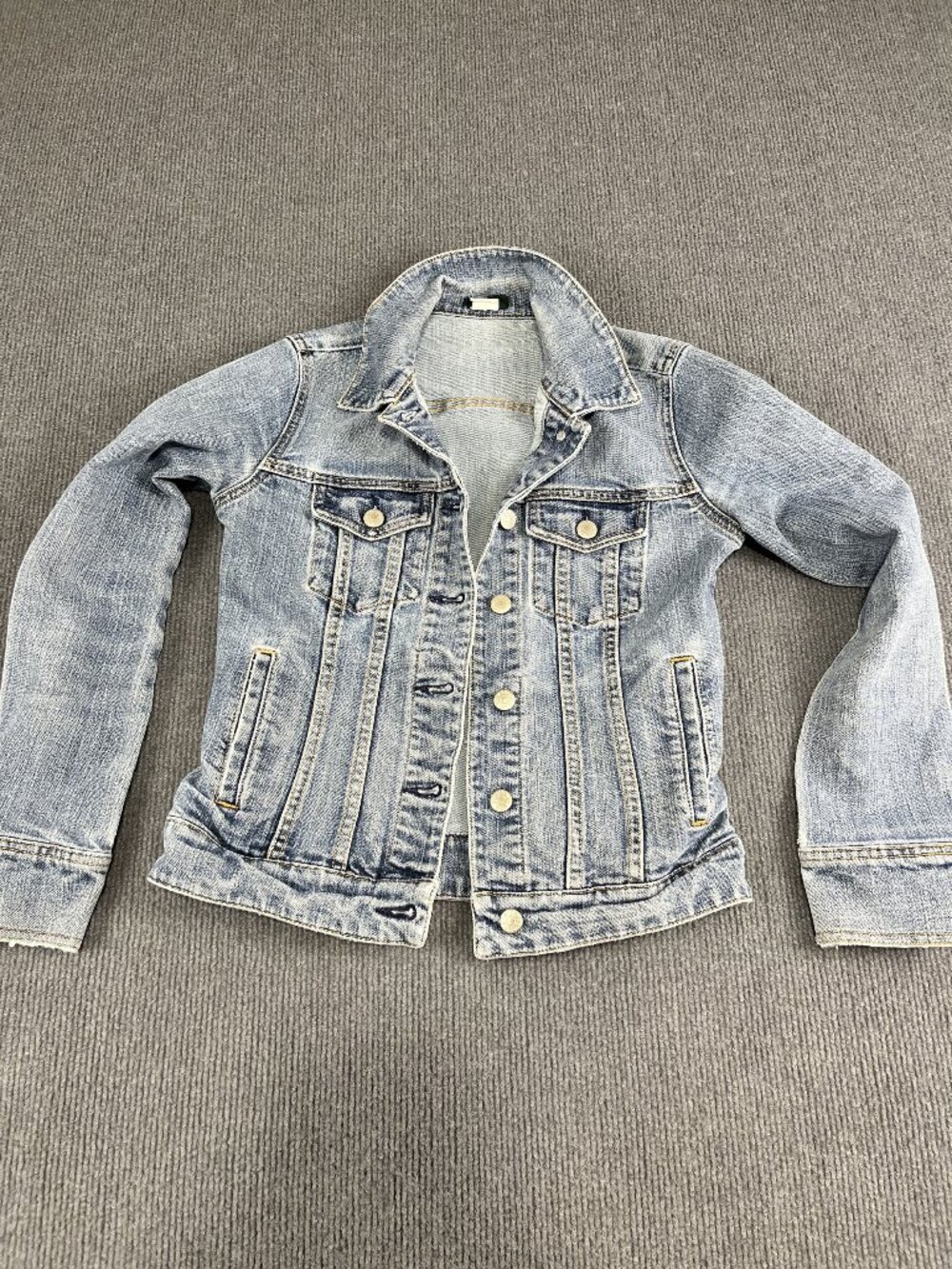 J.Crew Womens Small Light Wash Denim Jean Jacket Button Front Flap Pockets